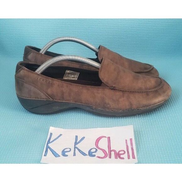 Merrell Parma Brown Leather Slip-On Loafers Womens Size 8 - Picture 1 of 8